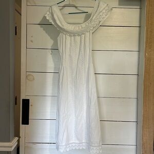 Off the shoulder white lace dress by Seaspice